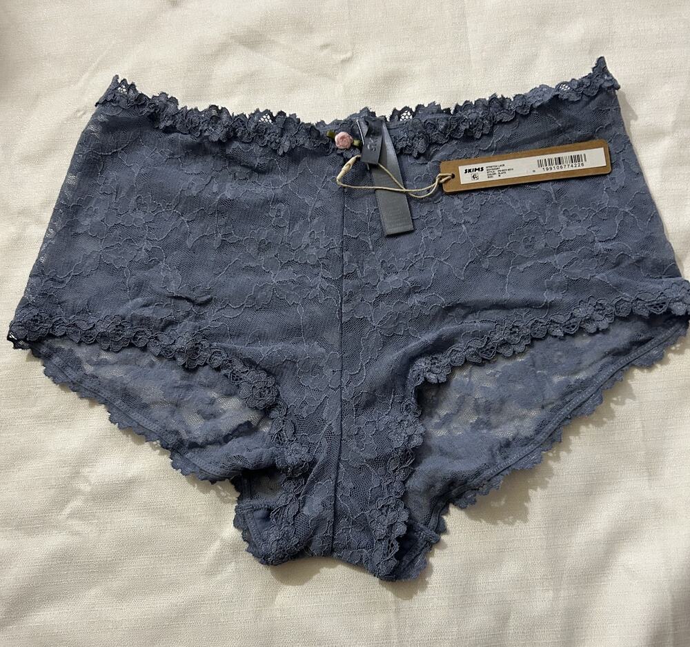 Skims NWT Stretch Lace BoyShort Slate Size Medium